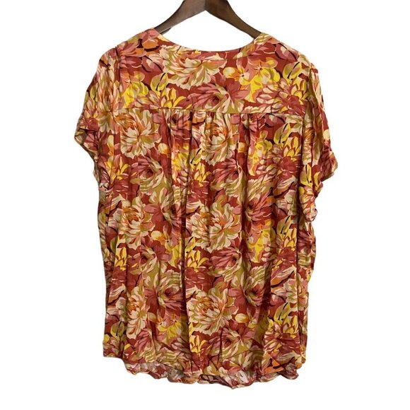 Torrid Womens NWT Tie Neck Crepe Vneck Floral Burnt Orange Peasant Blouse Top 3X - Picture 9 of 9